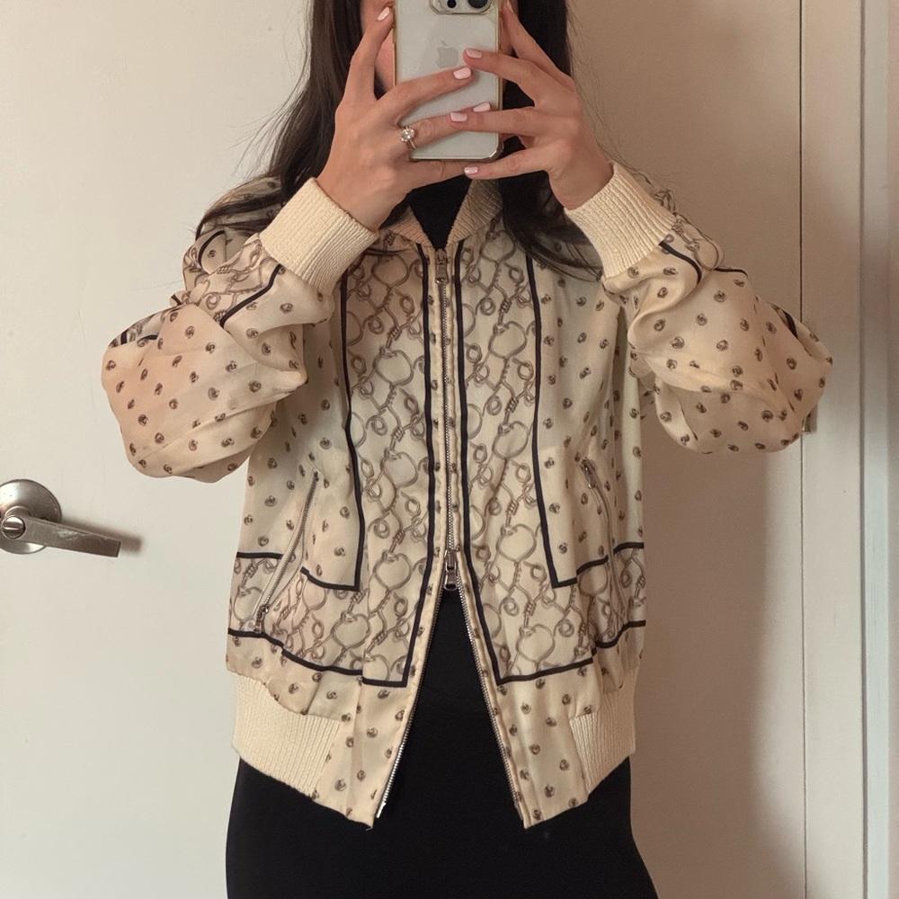 Philip Lim 100% silk scarf pattern bomber jacket - Picture 4 of 6